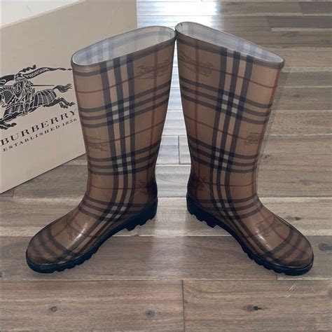 burberry black rubber rain boots|burberry haymarket rain boots.